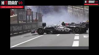 Sergio Perez BIG Crash  F1 2024 Monaco Grand Prix [upl. by Tiraj]