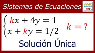 VALOR DE UNA CONSTANTE PARA SISTEMA DE ECUACIONES 2×2 CON SOLUCIÓN ÚNICA [upl. by Aniv]