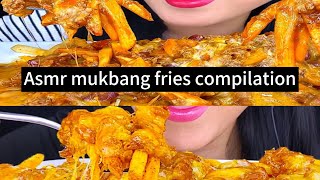 Fries cheesy Asmr mukbang compilation [upl. by Nnylirej]