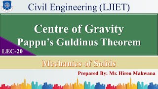 LECTURE 20  PAPPUS GULDINUS THEOREM  CENTRE OF GRAVITY [upl. by Neitsirhc]