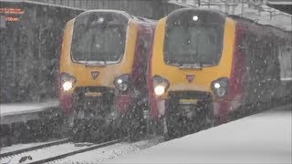 Trains at Milton Keynes Central Heavy Snow  180113 [upl. by Idahs664]