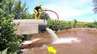 Catching GIANT Fish TRAPPED in Hidden Spillway [upl. by Rives]