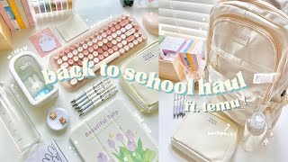 aesthetic back to school haul ft temu 🌷 backpack cute stationery miffy keyboard and more [upl. by Anelrats]