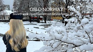 OSLO NORWAY Virtual Walking Tour🇳🇴 Snowy walk from GamlebyenGrunerløkka 4K60ftp [upl. by Eudo808]