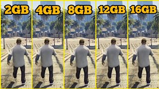 GTA 5 RAM COMPARISON 2GB VS 4GB VS 8GB VS 12GB VS 16GB [upl. by Yroffej]