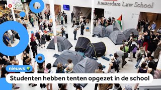 Protesten bij universiteiten tegen oorlog Gaza [upl. by Dirgni]