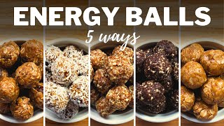 NOBAKE ENERGY BALLS » 5 Flavours for Healthy Breakfast or Snacks  2 Easy Methods with Oats amp Dates [upl. by Menken]