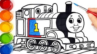 How to draw Thomas train  learn colors easy drawing painting coloring pages for kids Tim Tim TV [upl. by Pippy]