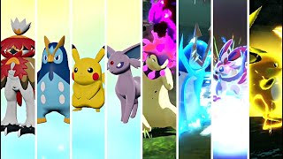 Pokémon Legends Arceus  All Starters Evolutions amp Signature Moves HQ [upl. by Saeger297]