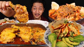 Chicken Legpiece Mustang Apple Salad Fish Choyela  Mukbang [upl. by Lorin]