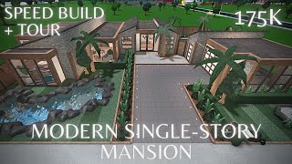 Modern SingleStory Mansion 174k  NO LARGE PLOT  Bloxburg Speed Build [upl. by Fiona136]