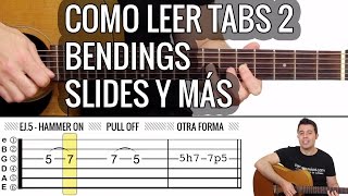 Como leer Tabs de guitarra 2 Slides Bendings Vibratos Hammer Ons [upl. by O'Neil538]