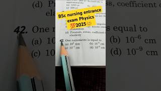 BSc nursing 🔥💯entrance 😊 exam 2025 nursing aptitude trendingshort video chandnimedico [upl. by Rossen203]