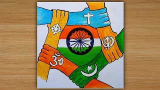 Unity in diversity drawing  Ek Bharat shreshtha Bharat drawing with Oil pastel [upl. by Bernie]