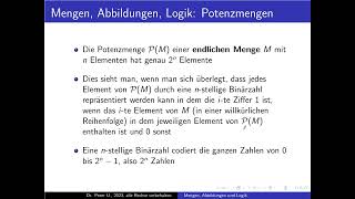 Mengen Abbildungen und Logik Folge 14 Potenzmengen [upl. by Leamiba]