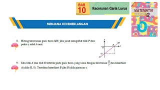 KSSM Matematik Tingkatan 2 Bab 10 kecerunan garis lurus menjana kecemerlangan no89 buku teks form 2 [upl. by Enovad]