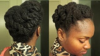 Natural Hair Style Quickie Chunky Twist Side Updo [upl. by Wojak]