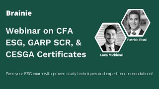 A Comprehensive Webinar on CFA ESG GARP SCR and CESGA Certificates [upl. by Adnalohs]