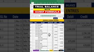 TRIAL BALANCE WITH SUMIF FORMULA IN EXCEL  shorts  short [upl. by Trow972]