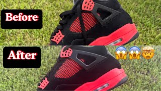 How to restore Air Jordan 4 Red Thunder  Cleaning amp Scuff Removal [upl. by Yttig]