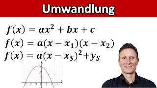 Umwandlung zw Scheitelform Normalform und Nullstellenform [upl. by Bakerman]