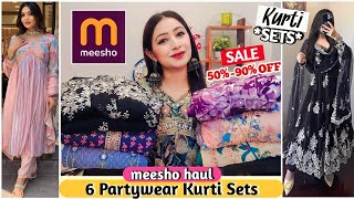 Meesho 🥰 Stylish Kurta Pant Dupatta Set Haul ♥️ Embroidered 🥰 Sequence Partywear Anarkali Kurti Sets [upl. by Goraud]