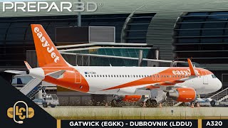 P3D London Gatwick EGKK  Dubrovnik LDDU  VATSIM  FSLabs A320SL  EZY35PJ [upl. by Mihcaoj947]