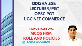 MCQS ON HRM ROLE POLICIESODISHA SSB COMMERCE LECTURERPGTOPSC PGT UGC NET COMMERCE [upl. by Kwarteng]