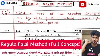 Regula False Method  False Method  False position Method  Numerical  Regula Falsi method [upl. by Dira]