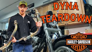 HARLEY DYNA TEARDOWN Removing Exhaust and Belt Cover [upl. by Mollee]