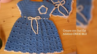 vestito onde blu \ abito alluncinetto neonata [upl. by Gerhan]