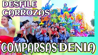 4K DESFILE DE CARROZAS Y COMPARSAS DE DENIA  ESPAÑAdesfile dénia alicante fiestaspatronales2024 [upl. by Hplodnar378]