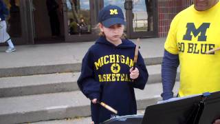 Nine year old drummer plays in front of the Michigan drumline [upl. by Cirek]