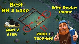 New Builder Hall 3 BH3 2 Cannon Base Anti 2 Star  5 Replay Proof  2000 trophies  Clash Of Clans [upl. by Milo]