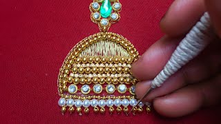 Aariwork embroideryjumukka designjimikki kammal design tutorial [upl. by Lait]