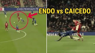 WATCH WHAT WATARU ENDO DID TO MOISES CAICEDO DURING CARABAO CUP CLASH 😮 liverpool vs chelsea 10 [upl. by Ellehc871]