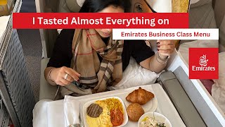 Tasted Almost Everything on Emirates Business Class Menu  Silent Vlog  Dubai to Seattle emirates [upl. by Ardra]