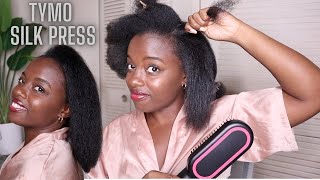 DIY Silk Press 4c hair WITHOUT flat iron  ft Tymo Brush [upl. by Atterbury12]