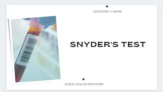 SNYDERS TEST [upl. by Lipski]