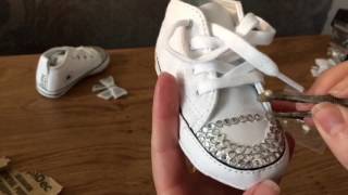 Custom bling baby shoes bedazzled shoes easy DIY craft gift customised converse [upl. by Helms703]