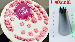 cake decorating nozzle and design for cake decoration  Basic piping techniques for beginners NOZZLE [upl. by Primrosa]