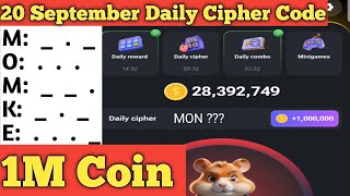 20 September Daily Cipher Code Hamster Kombat Daily Task Cipher Code Complete Today [upl. by Nnire]