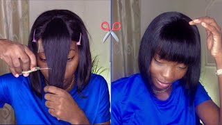 COMMENT FAIRE UNE FRANGE SUR UNE CLOSURE 4x4 ft Alimice hair [upl. by Kcod87]