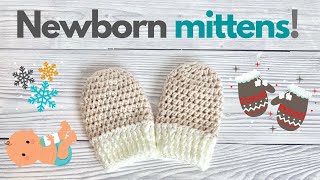 Crochet easy newborn mittens  Crochet for beginners [upl. by Ahsinyar]