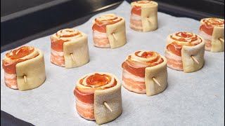 Brilliant appetizer idea in 5 minutes These will disappear in a minute Puff pastry and bacon [upl. by Nosnek]