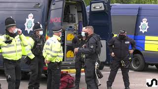 Staffordshire Police Working at Height Team removing protesters from rooftop in Tamworth [upl. by Itnahsa343]