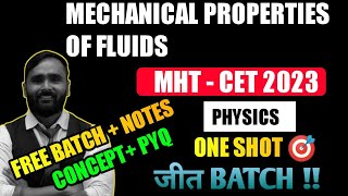 MECHANICAL PROPERTIES OF FLUIDSONE SHOT MHT  CET 2023PHYSICSPRADEEP GIRI SIR [upl. by Aivon]