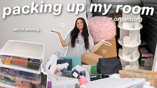 pack  organize my room with me  we are moving [upl. by Baxy]