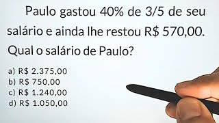 QUESTÃO DE FRAÇÃO e PORCENTAGEM QUE A MAIORIA NÃO SABE RESOLVER VOCÊ CONSEGUE  Teuprofessor [upl. by Isyak]