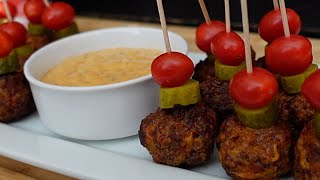 Air Fryer Meatballs Recipe  Easy Bacon Cheeseburger Meatballs [upl. by Kcirreg918]